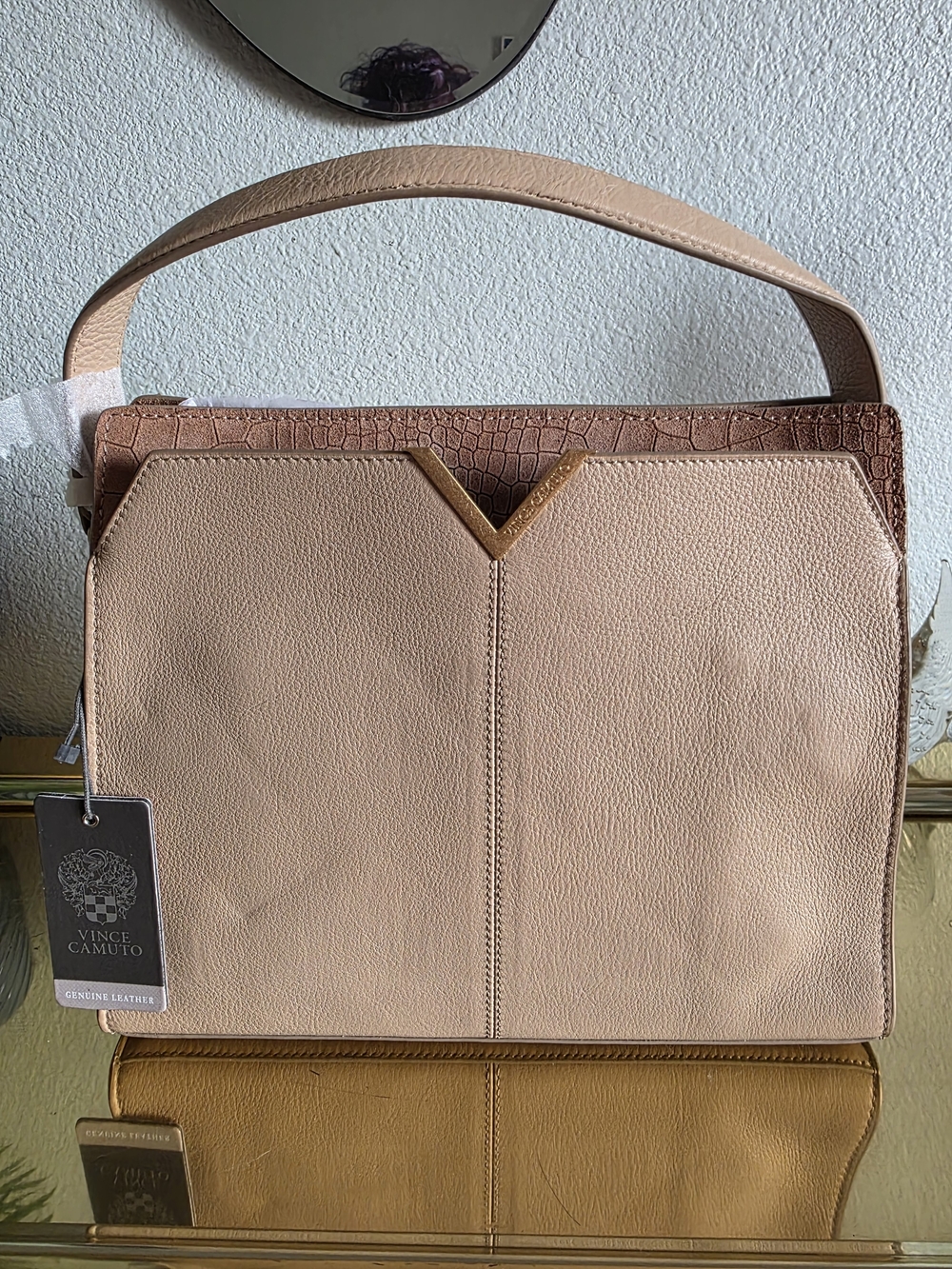 Vince Camuto Tan  Leather Top-Handle Bag